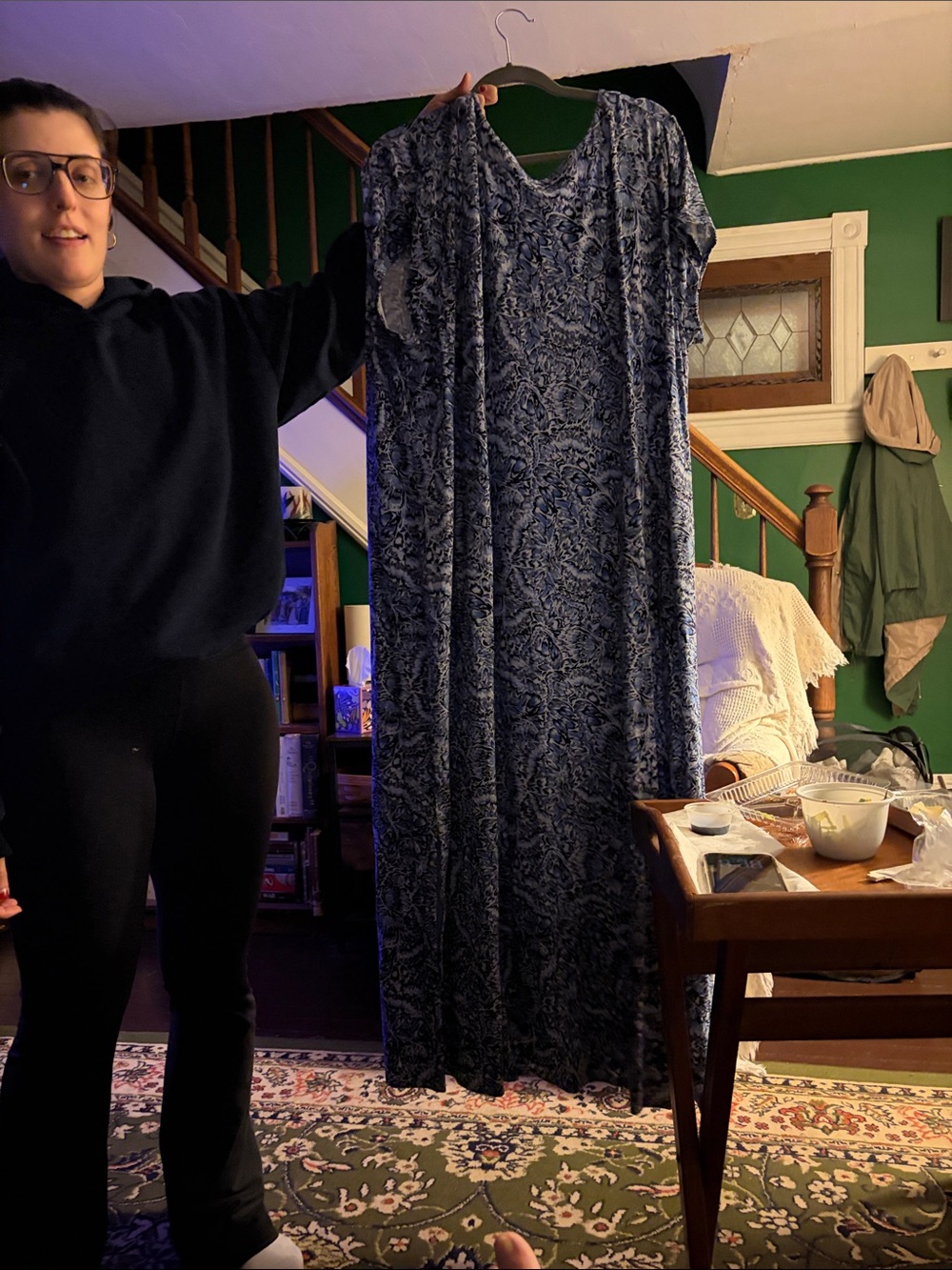 J. Jill Blue Paisley V-Neck Maxi Dress